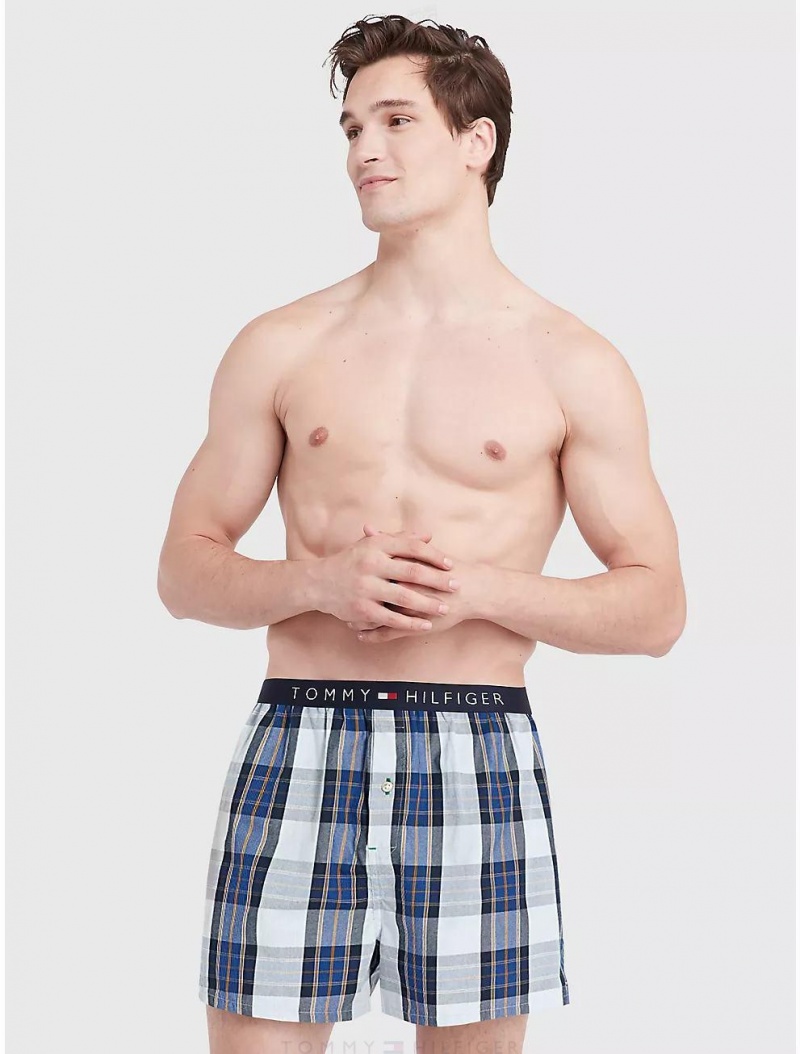 Tommy Hilfiger Multi-Pattern Woven Boxer Underwear Hazy Blue | 9870-TQIAF