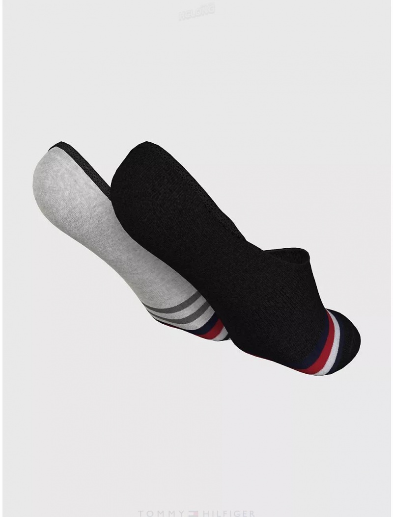 Tommy Hilfiger No-Show Sock 2-Pack Socks Grey Heather/Multi | 3724-IAMYC