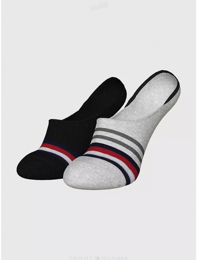 Tommy Hilfiger No-Show Sock 2-Pack Socks Grey Heather/Multi | 3724-IAMYC