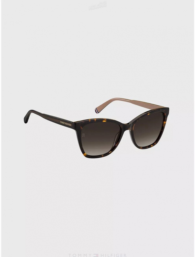 Tommy Hilfiger Oversized Butterfly Sunglasses Sunglasses Brown | 7516-CEBLO