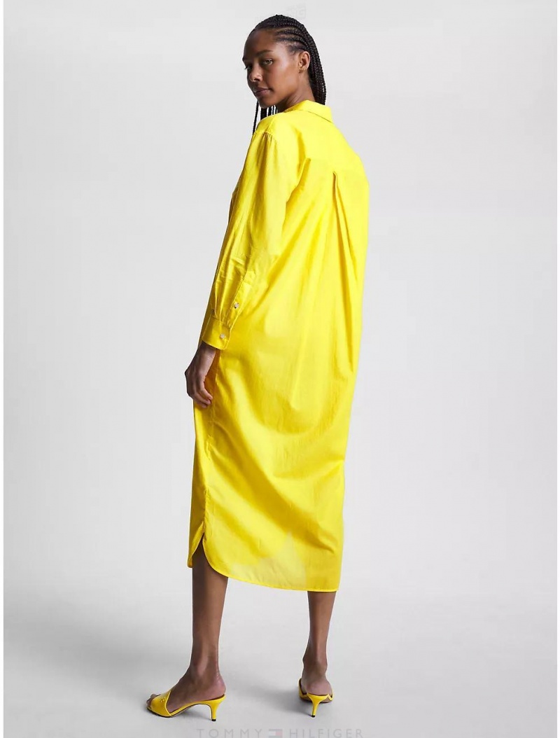 Tommy Hilfiger Oversized Voile Shirtdress Dresses & Skirts Vivid Yellow | 7056-FSPAC