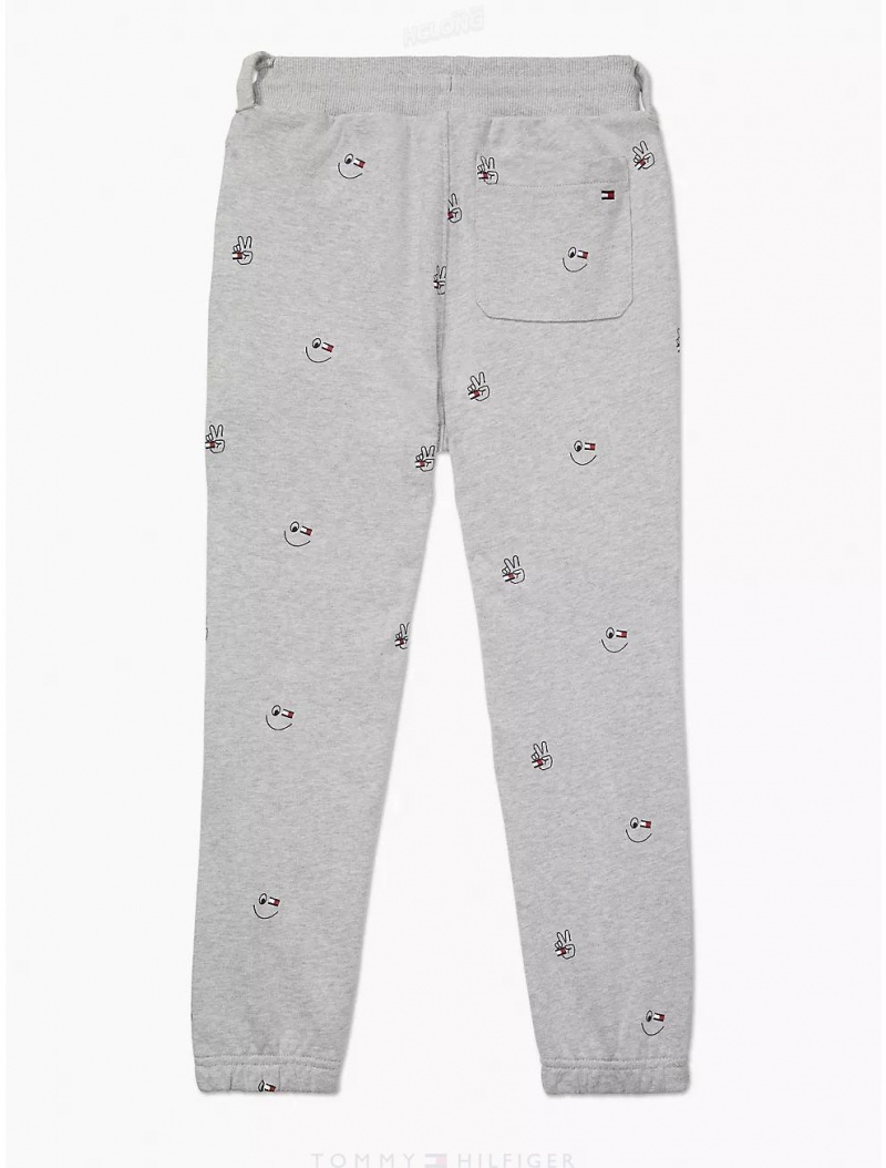 Tommy Hilfiger Peace and Smiles Critter Sweatpant Bottoms Grey Heather Multi | 0742-MQSRT