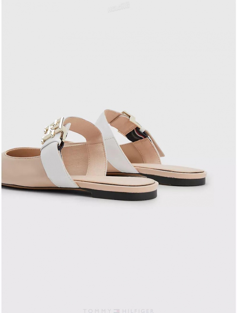 Tommy Hilfiger Pointy-Toe Logo Mule Shoes Misty Blush | 7439-HQXSM