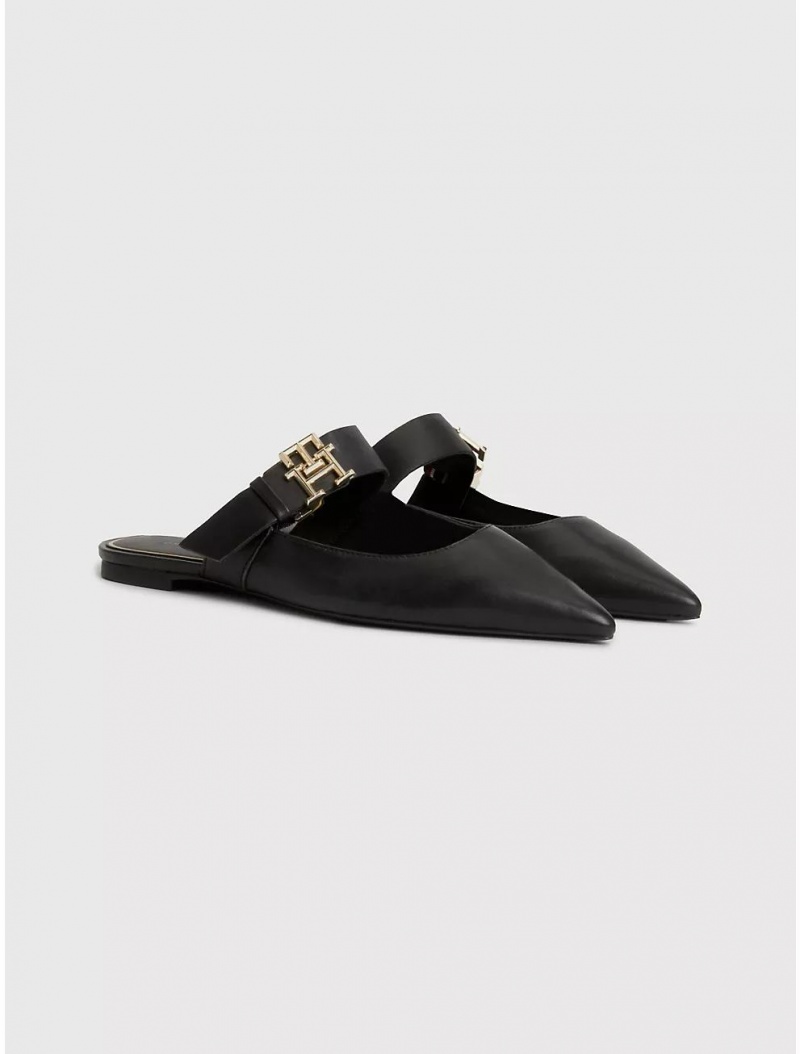 Tommy Hilfiger Pointy-Toe Logo Mule Shoes Black | 5642-EUOGH