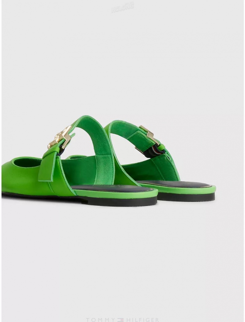 Tommy Hilfiger Pointy-Toe Logo Mule Shoes Spring Lime | 8630-SOQXJ