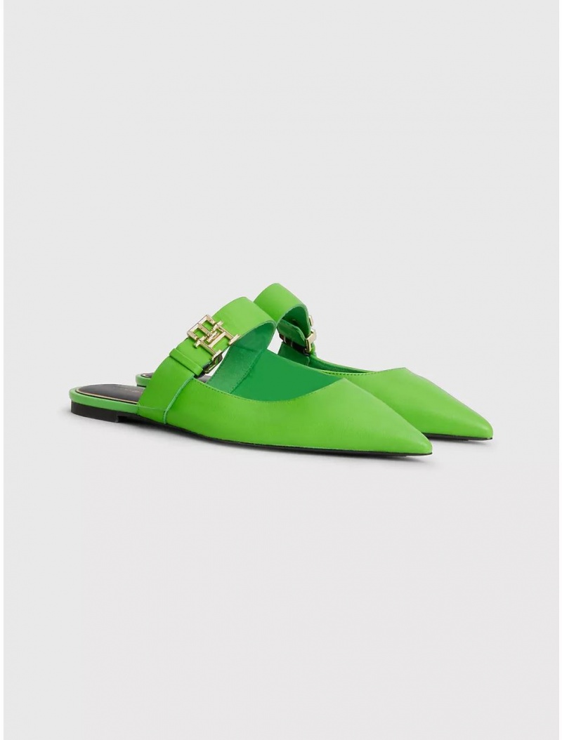 Tommy Hilfiger Pointy-Toe Logo Mule Shoes Spring Lime | 8630-SOQXJ