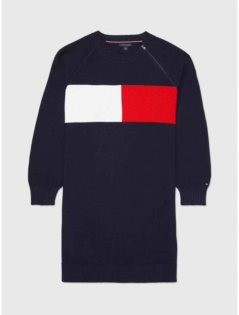 Tommy Hilfiger Port Access Flag Crewneck Dress Dresses & Skirts Desert Sky Multi | 7536-BEZNP