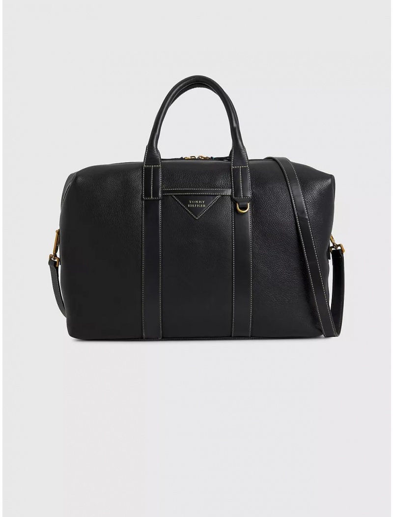 Tommy Hilfiger Premium Leather Duffle Bag Bags Black | 0761-RKMJH