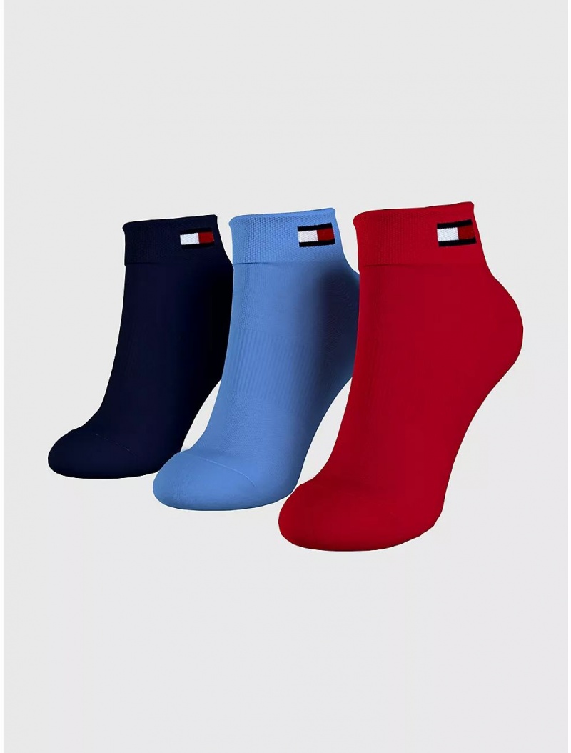 Tommy Hilfiger Quarter Top Sock 3-Pack Socks Desert Sky/Multi | 8975-VIEBX