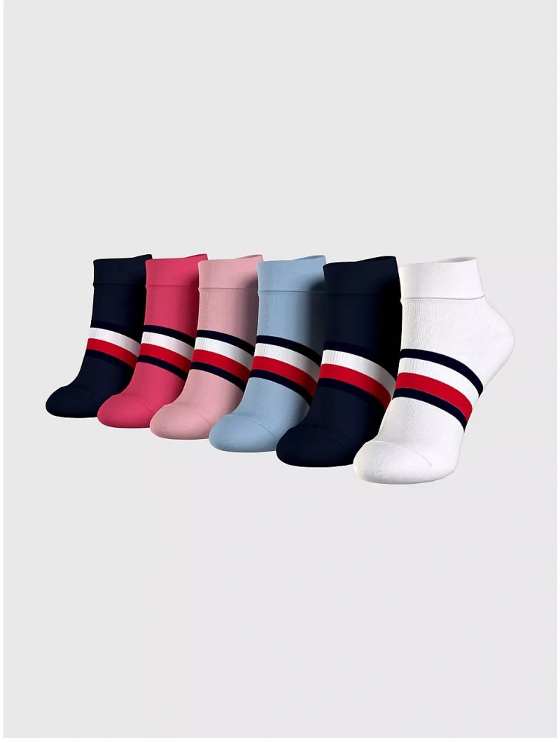 Tommy Hilfiger Quarter Top Sock 6-Pack Socks Classic White/Multi | 5820-HDKQJ