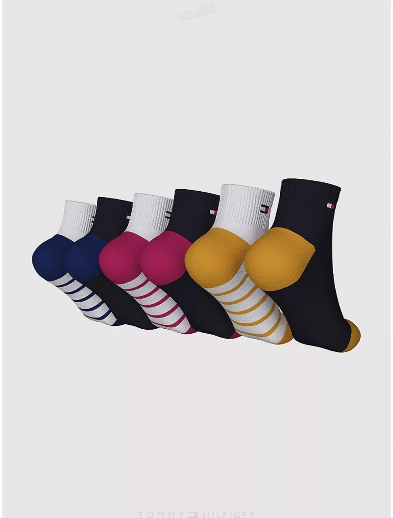 Tommy Hilfiger Quarter Top Sock 6-Pack Socks Floral White/Multi | 7986-UZAQN