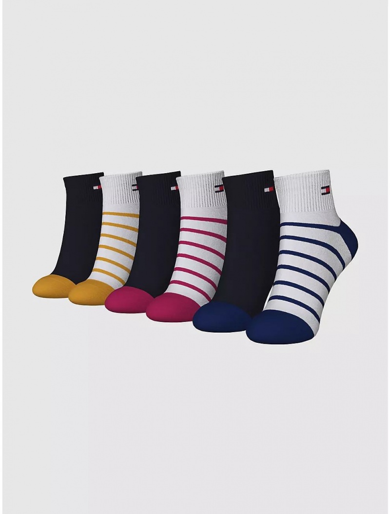 Tommy Hilfiger Quarter Top Sock 6-Pack Socks Floral White/Multi | 7986-UZAQN