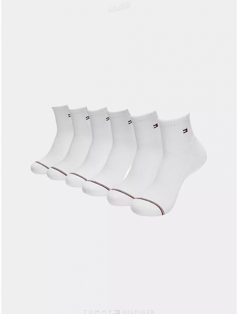 Tommy Hilfiger Quarter Top Socks 6-Pack Socks White | 4872-OUWEL