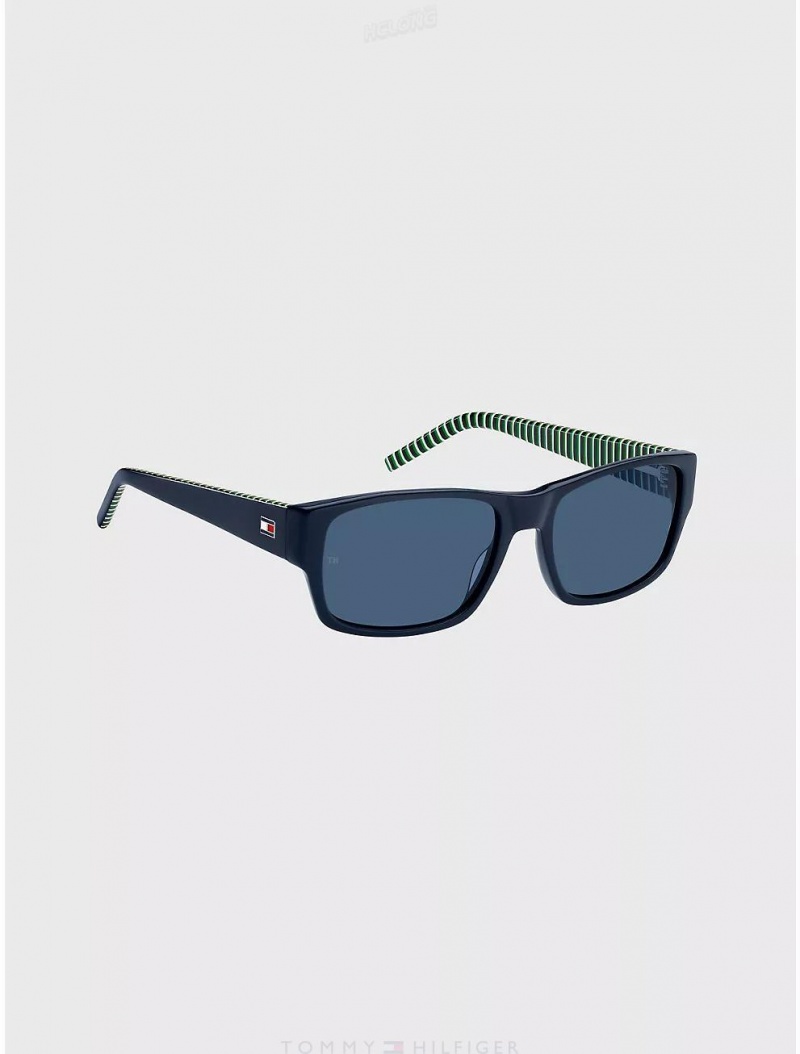 Tommy Hilfiger Rectangular Sunglasses Sunglasses Blue | 6035-VSXOW