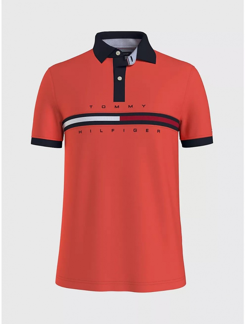 Tommy Hilfiger Regular Fit Bar Stripe Polo Tops Timeless Rose | 2698-QIXLJ