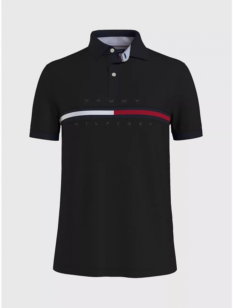 Tommy Hilfiger Regular Fit Bar Stripe Polo Polos Dark Sable | 8563-OQEYR