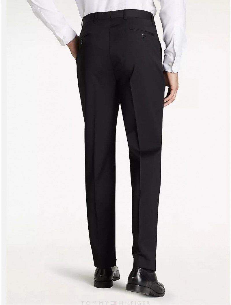 Tommy Hilfiger Regular Fit Black Twill Trouser Suits & Blazers Black | 6587-AYWDB