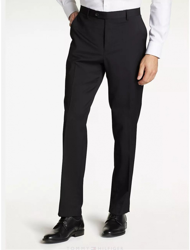 Tommy Hilfiger Regular Fit Black Twill Trouser Suits & Blazers Black | 6587-AYWDB