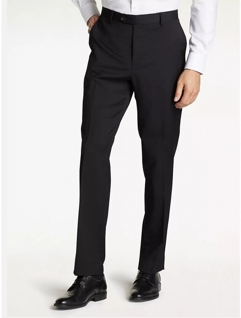 Tommy Hilfiger Regular Fit Black Twill Trouser Suits & Blazers Black | 6587-AYWDB