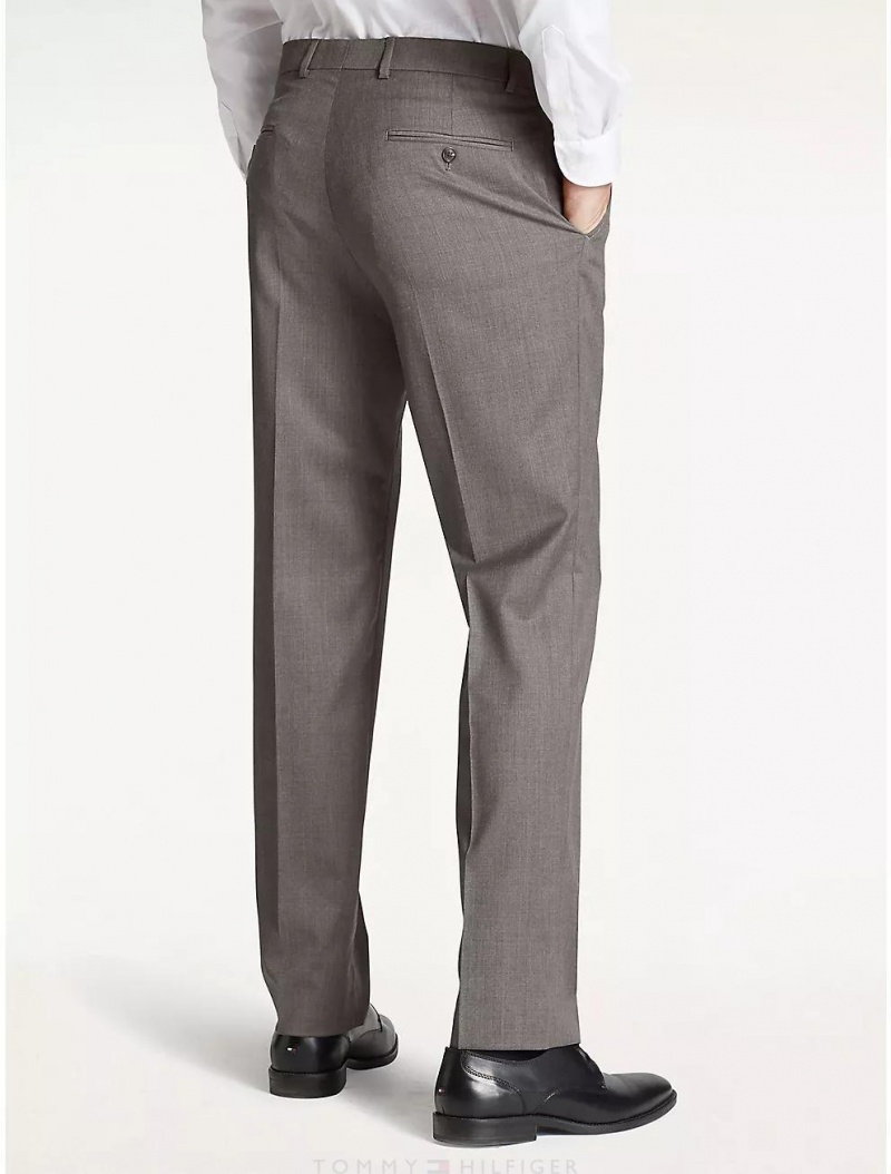 Tommy Hilfiger Regular Fit Black and White Sharkskin Trouser Suits & Blazers Grey | 6509-YVTRF