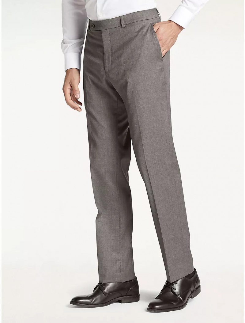 Tommy Hilfiger Regular Fit Black and White Sharkskin Trouser Suits & Blazers Grey | 6509-YVTRF