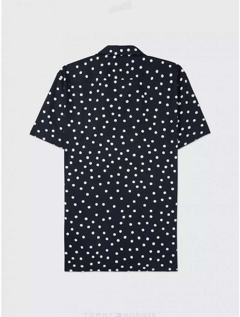 Tommy Hilfiger Regular Fit Chambray Dot Shirt Tops Desert Sky / White | 1079-YAOPX