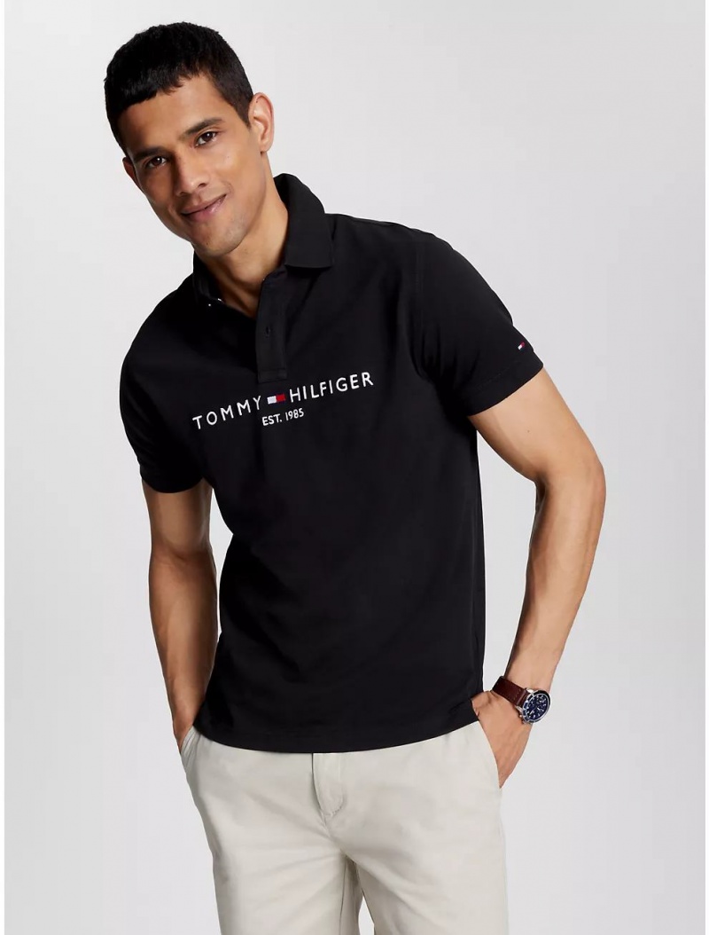 Tommy Hilfiger Regular Fit Embroidered Tommy Logo Polo Polos Dark Sable | 4689-DISCU