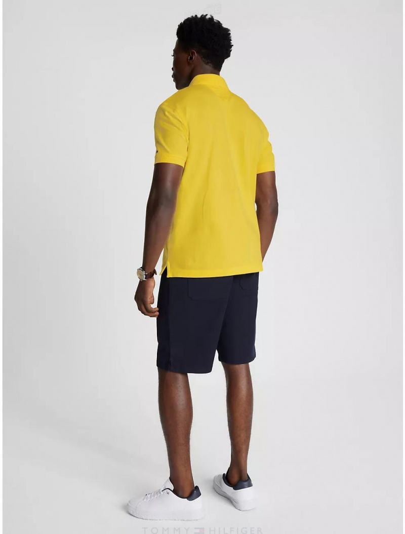 Tommy Hilfiger Regular Fit Embroidered Tommy Logo Polo Polos Warm Yellow | 2341-ZLOFN