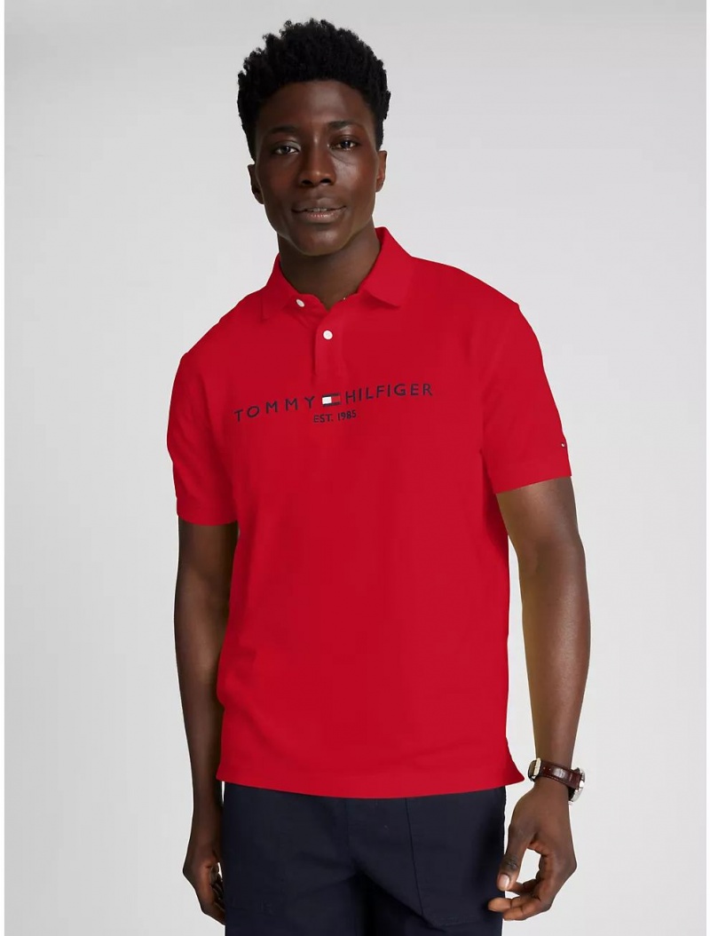 Tommy Hilfiger Regular Fit Embroidered Tommy Logo Polo Polos Red Alert | 8231-RULIS