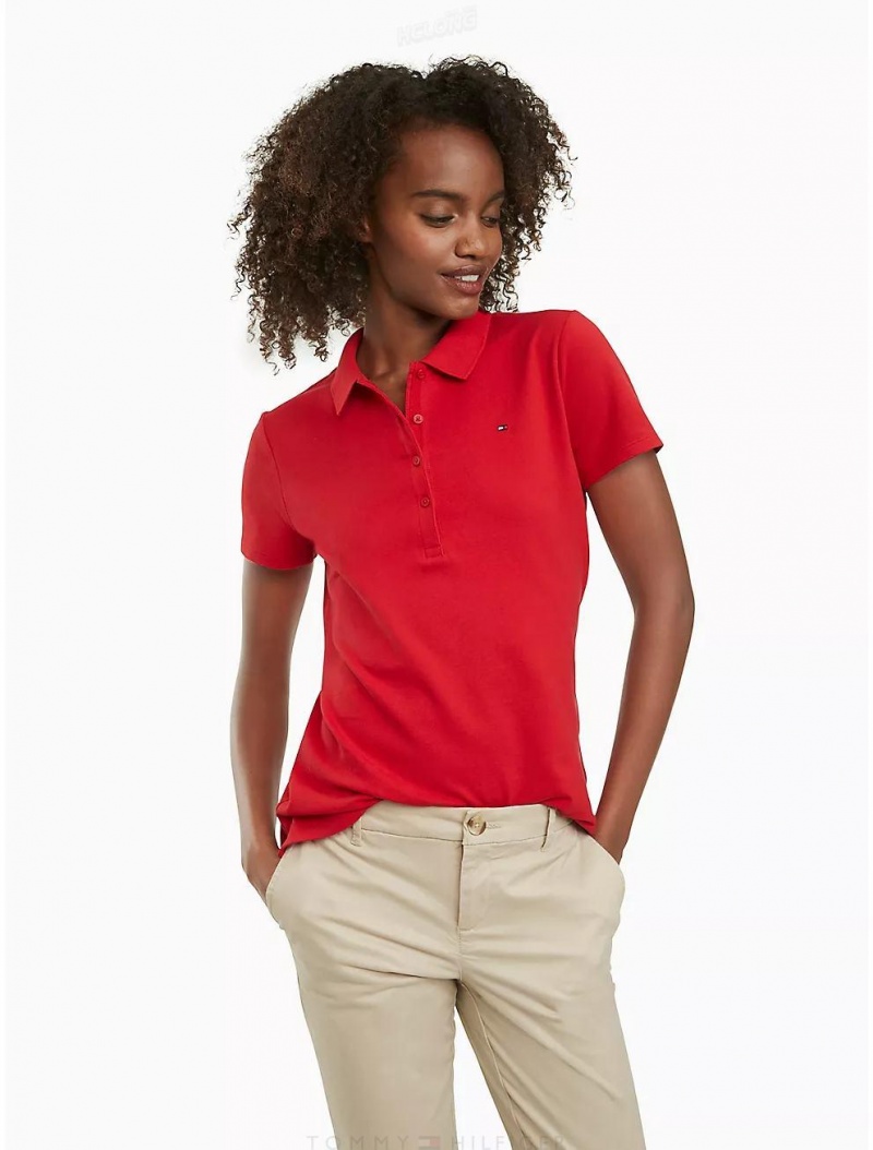 Tommy Hilfiger Regular Fit Essential Stretch Cotton Polo T-Shirts & Polos Apple Red | 8105-NAPSJ