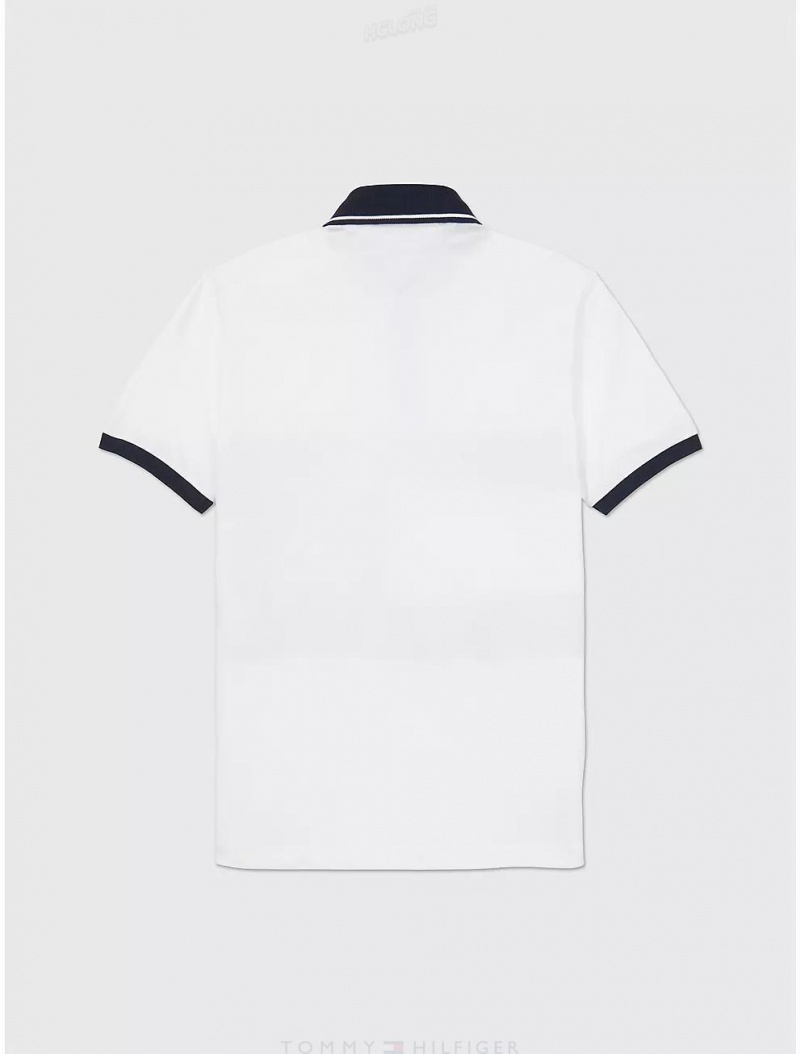 Tommy Hilfiger Regular Fit Flag Polo Tops Fresh White | 8276-MQZXF