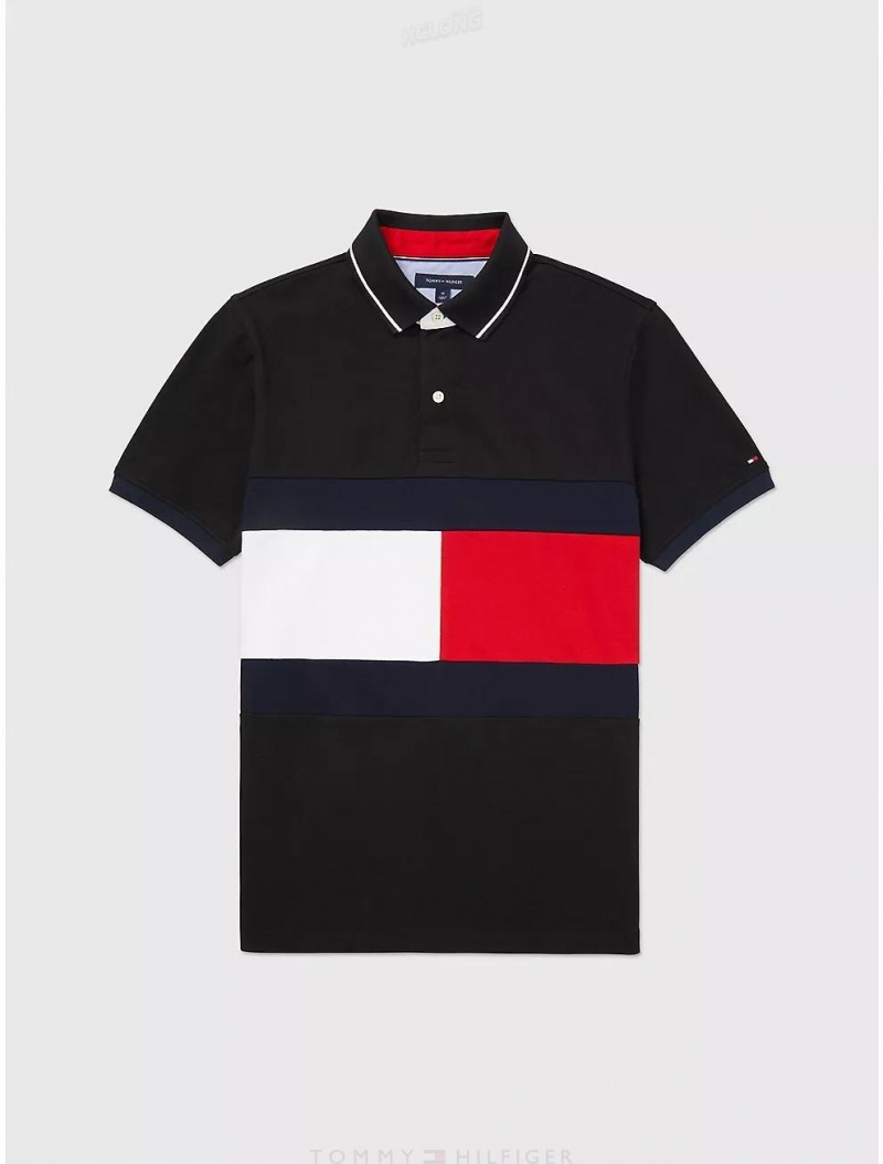 Tommy Hilfiger Regular Fit Flag Polo Tops Dark Sable | 6879-OLGWR