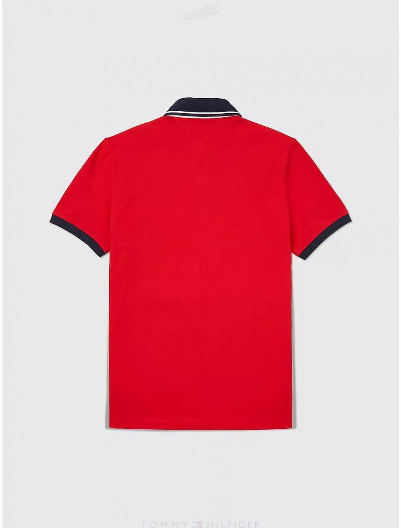 Tommy Hilfiger Regular Fit Flag Polo Tops Primary Red | 5786-UGMPK