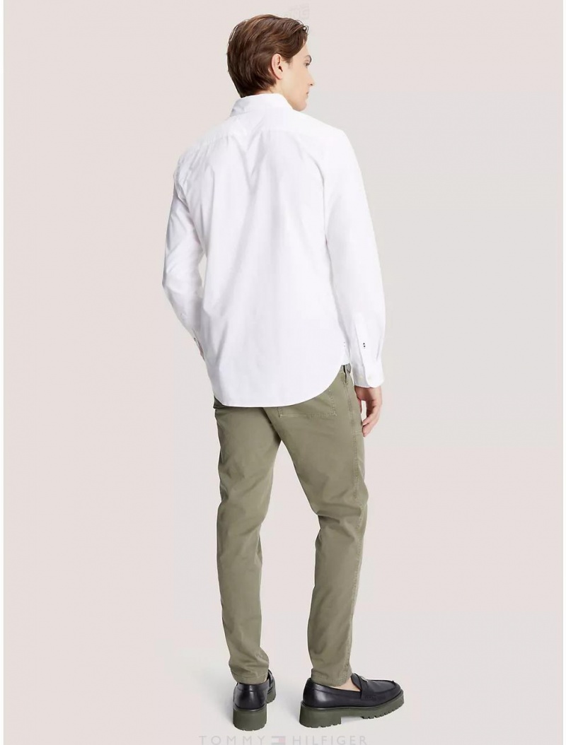 Tommy Hilfiger Regular Fit Flex Poplin Shirt Shirts Fresh White | 9712-LFXUG