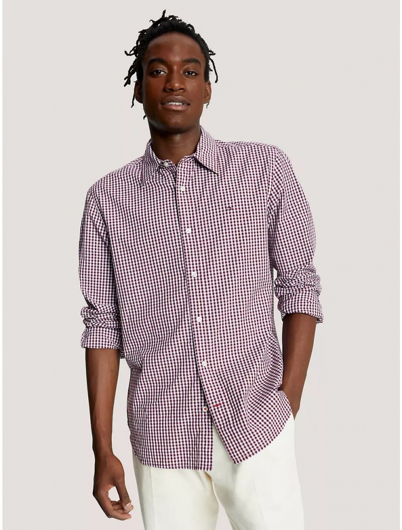 Tommy Hilfiger Regular Fit Gingham Shirt Shirts Deep Rouge | 0394-YVTZU