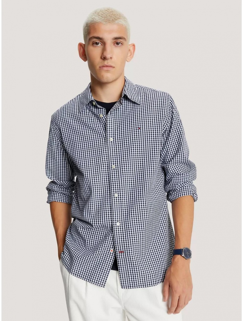 Tommy Hilfiger Regular Fit Gingham Shirt Shirts Desert Sky | 5086-DTOWR