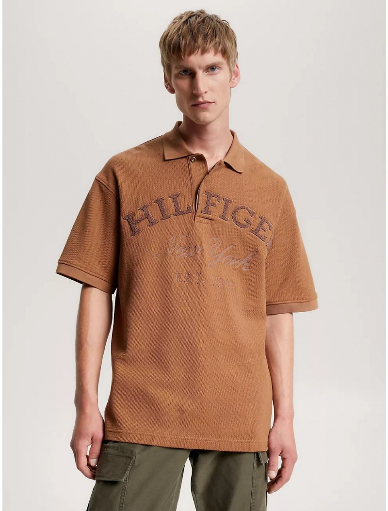 Tommy Hilfiger Regular Fit Hilfiger NY Polo Polos Desert Khaki | 5046-LVPZC