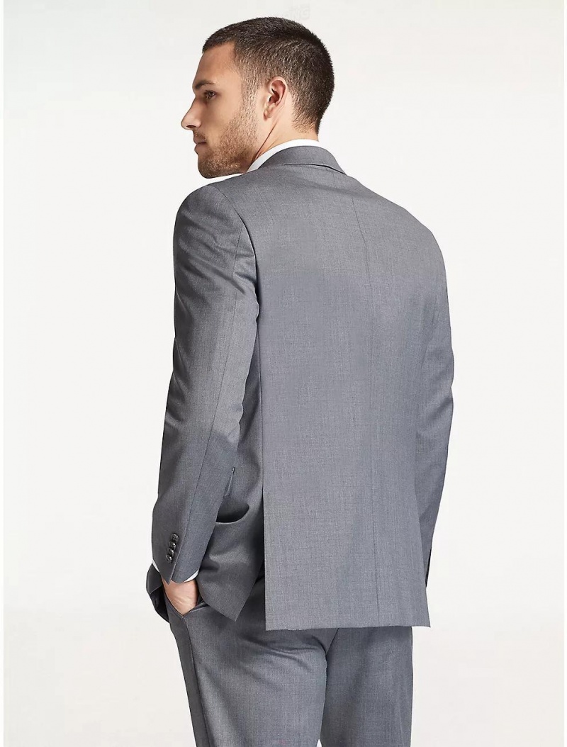 Tommy Hilfiger Regular Fit Pearl Grey Blazer Suits & Blazers Pearl Grey Solid | 6721-YADLI