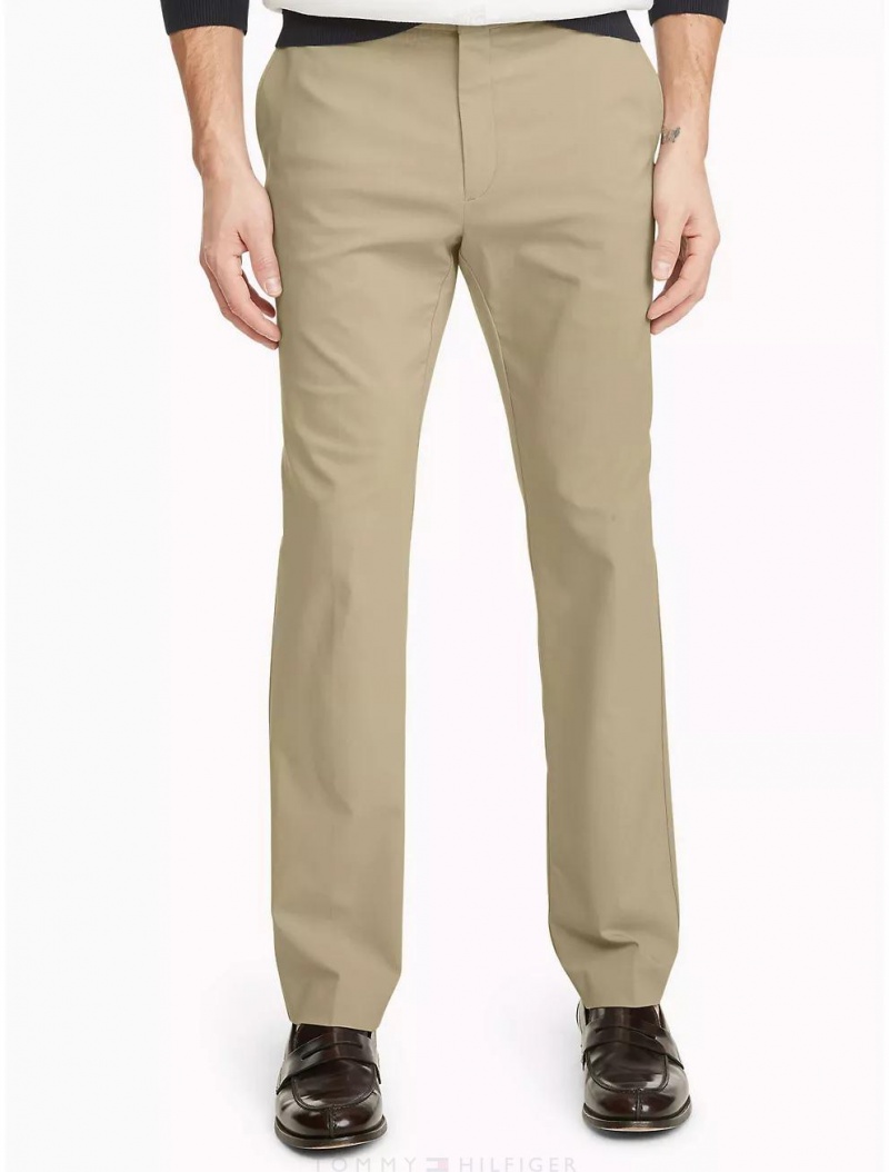 Tommy Hilfiger Regular Fit Pearl Grey Trouser Pants Open Beige | 1092-VCMKL