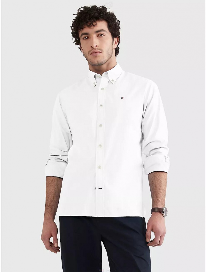 Tommy Hilfiger Regular Fit Poplin Shirt Shirts Optic White | 3095-RQEZK