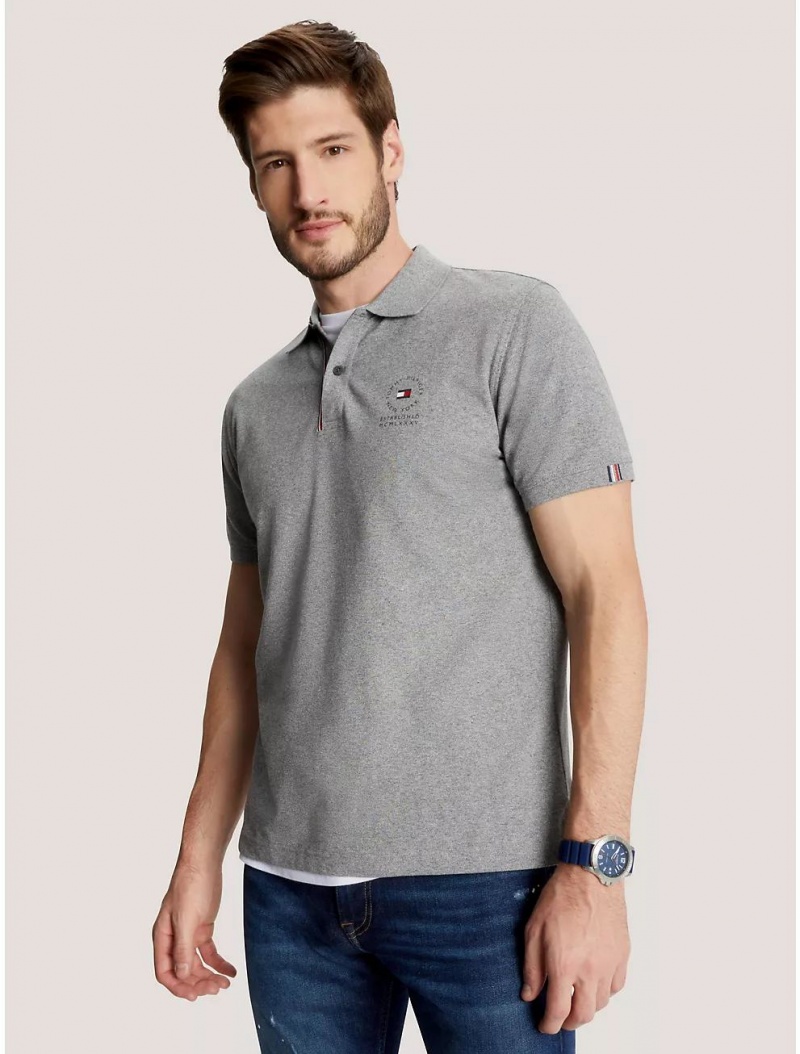 Tommy Hilfiger Regular Fit Round Logo Polo Polos Grey Heather | 1235-TVDBI