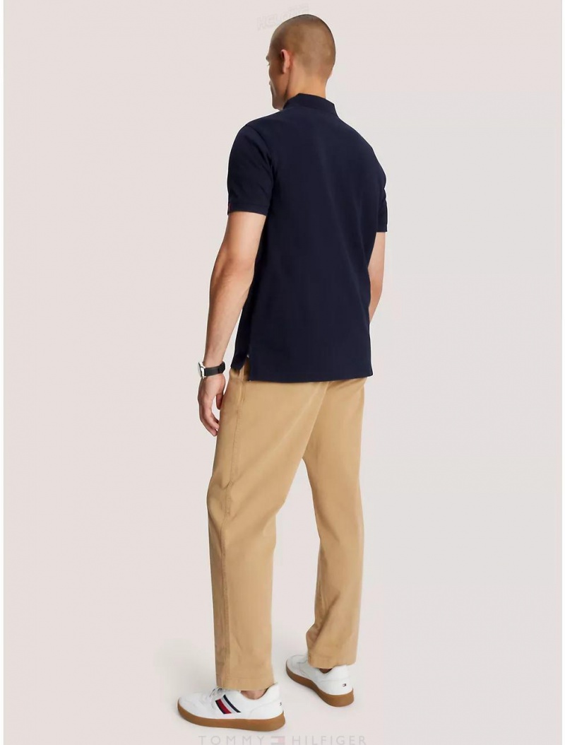 Tommy Hilfiger Regular Fit Round Logo Polo Polos Desert Sky | 8790-FKXUS