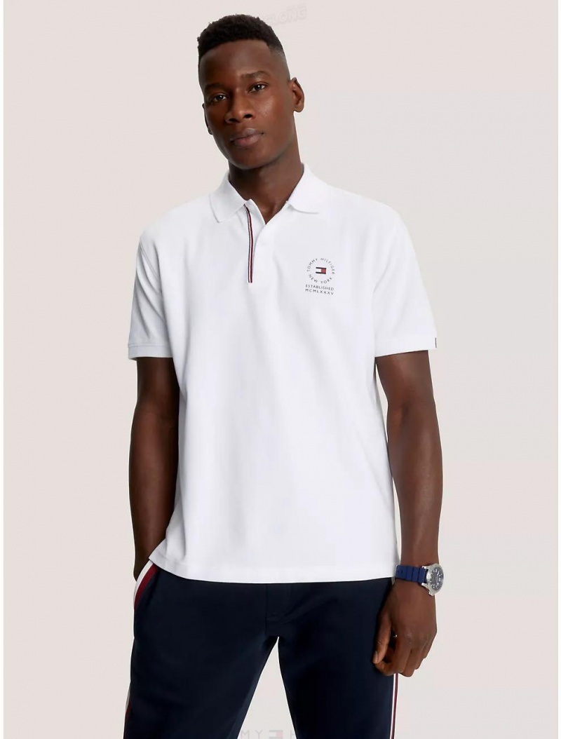 Tommy Hilfiger Regular Fit Round Logo Polo Polos Fresh White | 6203-CGKST