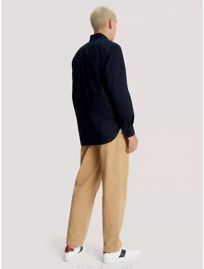 Tommy Hilfiger Regular Fit Solid Stretch Oxford Shirt Shirts Desert Sky | 1396-PMQCJ
