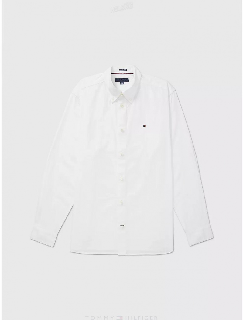 Tommy Hilfiger Regular Fit Stretch Oxford Shirt Tops Optic White TH | 6501-ECVRF