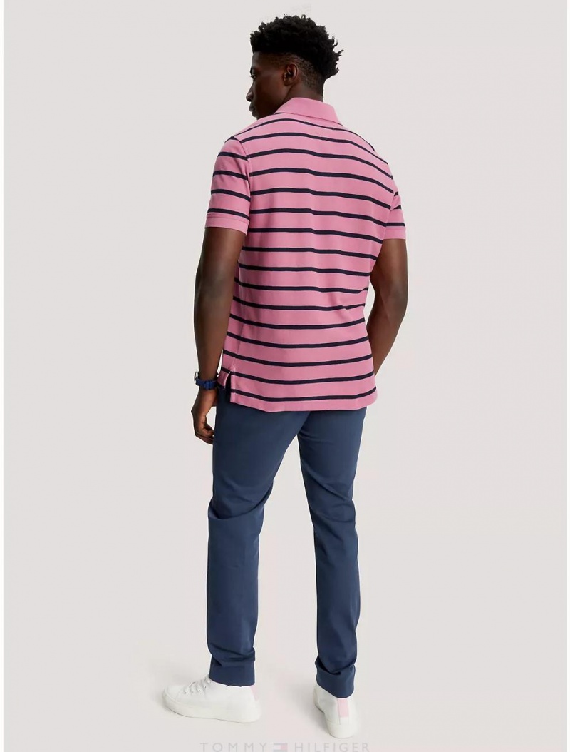 Tommy Hilfiger Regular Fit Stripe Polo Polos Rose Stain | 1326-GAFMC