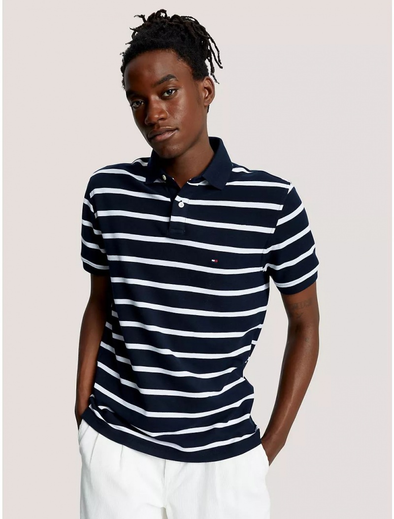 Tommy Hilfiger Regular Fit Stripe Polo Polos Desert Sky | 5061-AJGHE