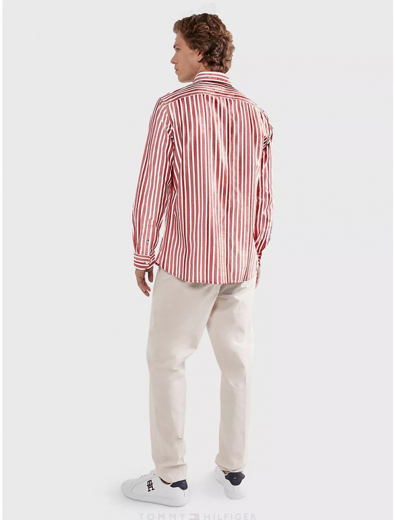 Tommy Hilfiger Regular Fit Stripe Shirt Shirts Primary Red | 7594-ESQHF