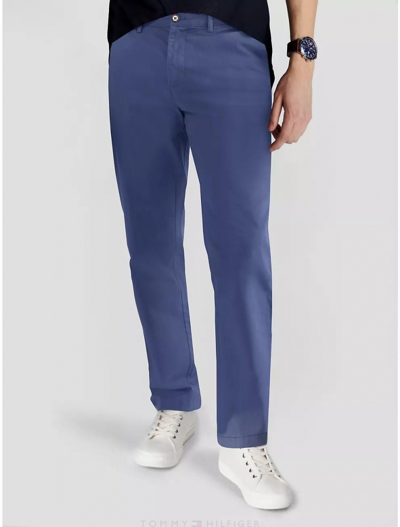 Tommy Hilfiger Regular Fit THFlex Tommy Chino Pants Bank Blue | 5213-TZVWA