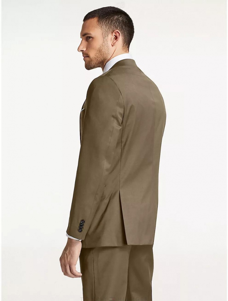 Tommy Hilfiger Regular Fit Tan Sharkskin Blazer Suits & Blazers Tan Sharkskin | 2679-HQRTN